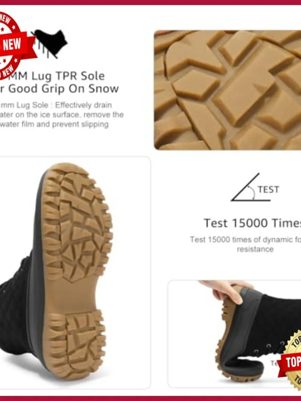 Waterproof Quilted Snow Boots with Side Zipper